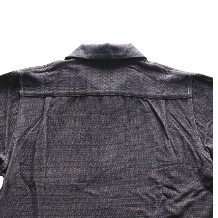 SAMURAI JEANS SOS26-KSK Kano-ko A-Madara Open Collar Short Sleeve Shirt Indigo-Dyed