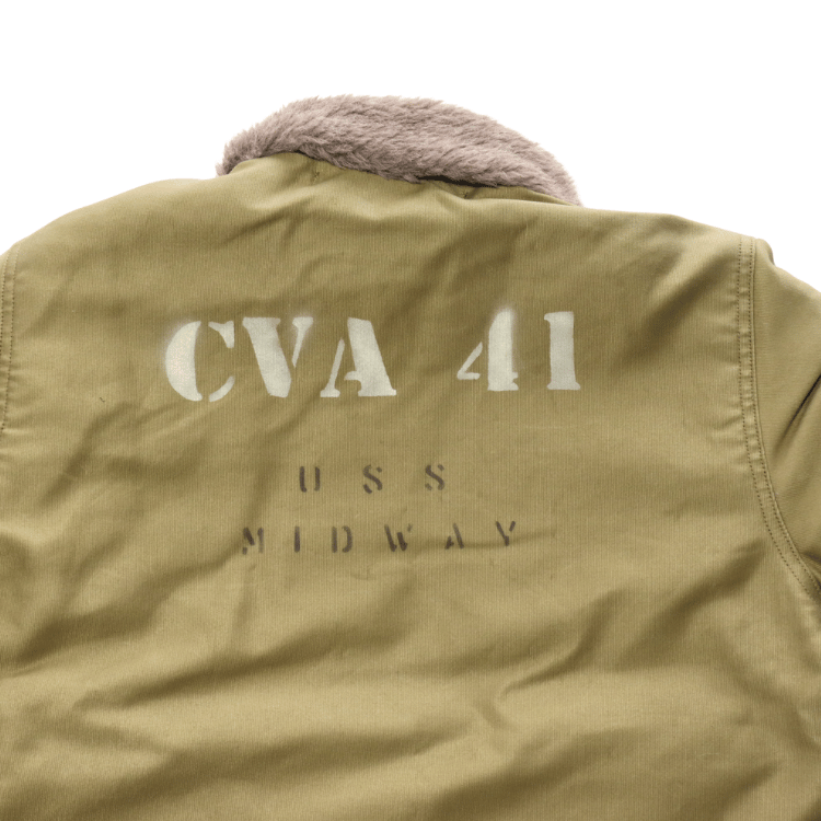 BUZZ RICKSON'S BR15766 Type N-1 Khaki NAVAL CLOTHING DFPOT DEMOTEX-ED STENCIL MIDWAY N-1 Deck Jacket, Military Khaki Model, Stencil