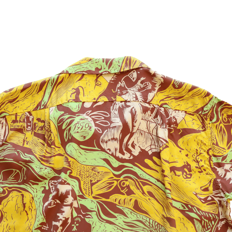 SUN SURF SS39673 S/S SUN SURF SPECIAL EDITION “GAUGUIN WOODCUT MYSTIC” Hawaiian Shirt Aloha Shirt Paul Gauguin Short Sleeve Shirt