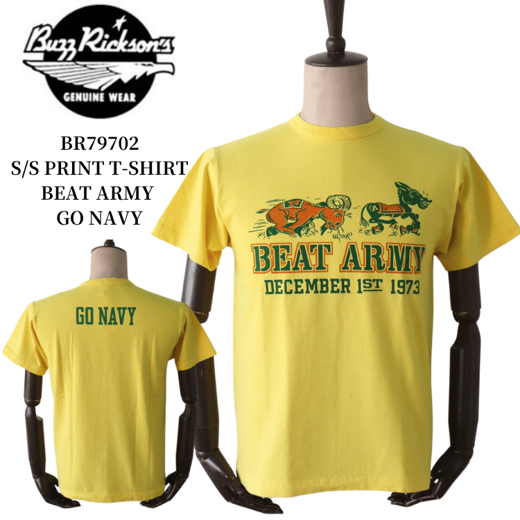 BUZZ RICKSON'S BR79702 S/S PRINT T-SHIRT BEAT ARMY GO NAVY Print T