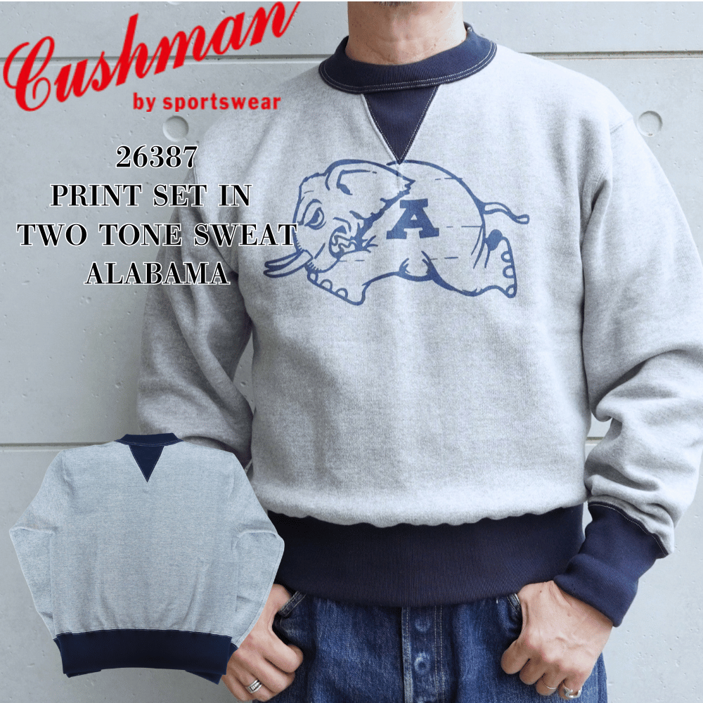 CUSHMAN クッシュマン 26387 PRINT SET IN TWO TONE SWEAT ALABAMA