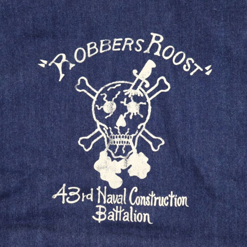 JELADO×COLIMBO CT83418B Observer Jacket Custom Indigo ジェラード コリンボ コラボレーション ダブルネーム オブザーバー ジャケット カスタム インディゴ " Robbers Roost " (ロバースルースト) アラスカ CBs シービーズ Seabees ドクロ プリント ミリタリージャケット