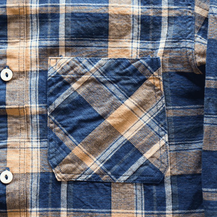 DELUXEWARE デラックスウエア MV-15 ORANGE NAVY CHECK ミディアムネルシャツ