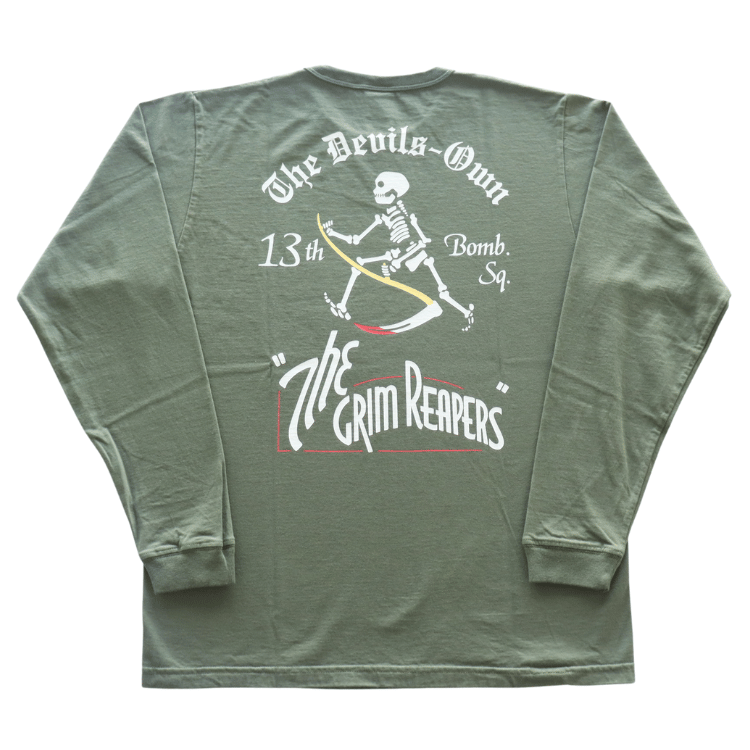BUZZ RICKSON'S バズリクソンズ BR69628 L/S T-SHIRT 13th BOMB.SQ.THE GRIM REAPERSプリント長袖ミリタリーTシャツ