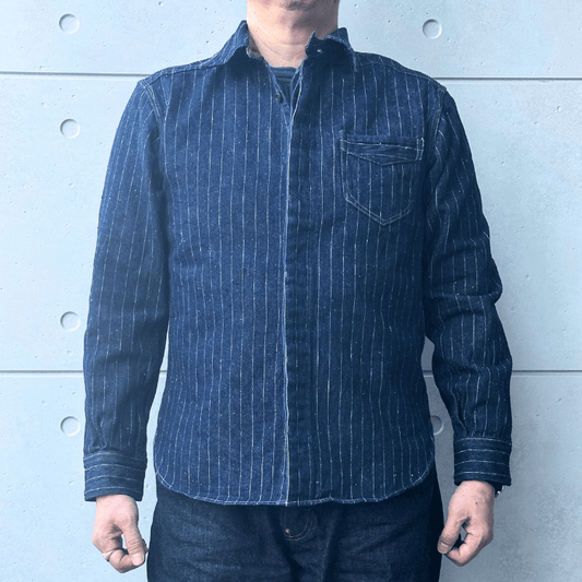 DELUXEWARE デラックスウエア 7630A DENIM NEL SHIRT デニムネルシャツ ネルシャツ デニムストライプネル デニムヘビーネル