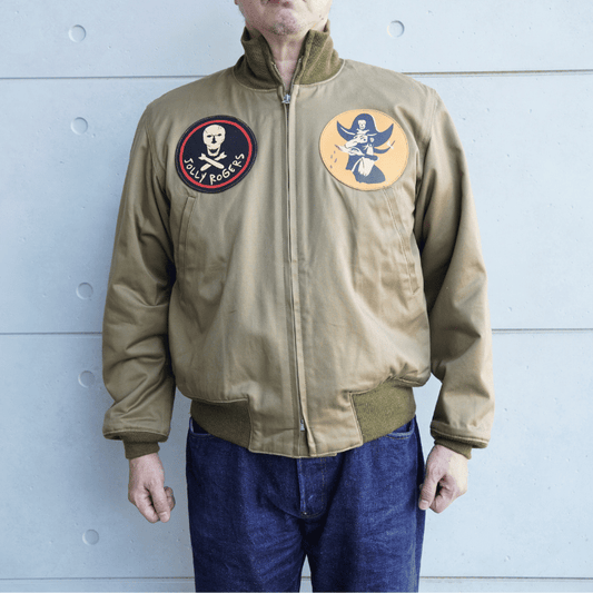 BUZZ RICKSON'S BR15995 TYPE TANKERS SLASH POCKET BUZZ RICKSON MFG. CO. 90th BOMB GROUP JOLLY ROGERS Tanker Slash Pocket 90th Bomb Group Jolly Rogers Military Jacket U.S. ARMY