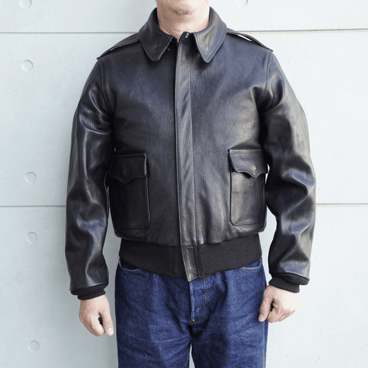 BUZZ RICKSON'S BR80690 WILLIAM GIBSON COLLECTION Type BLACK A-2 GOAT SKIN Leather Jacket Military Black Series