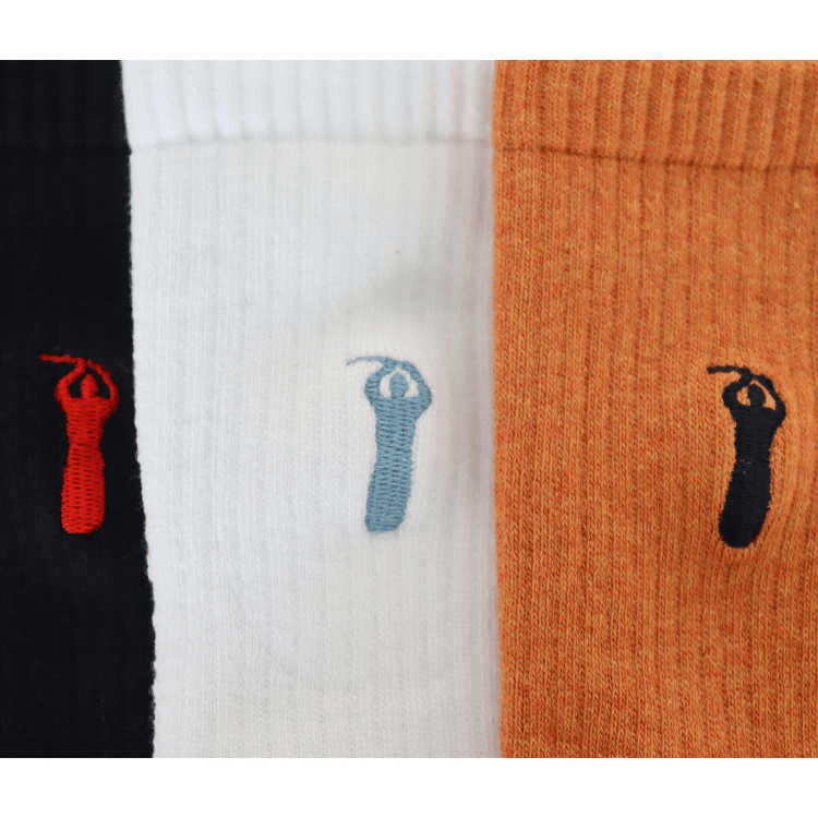 SAMURAI JEANS SJKS25-NEL Embroidered Crew Socks with SAMURAI Embroidery, Rubber Print, and Non-Slip Finish, Made in Japan