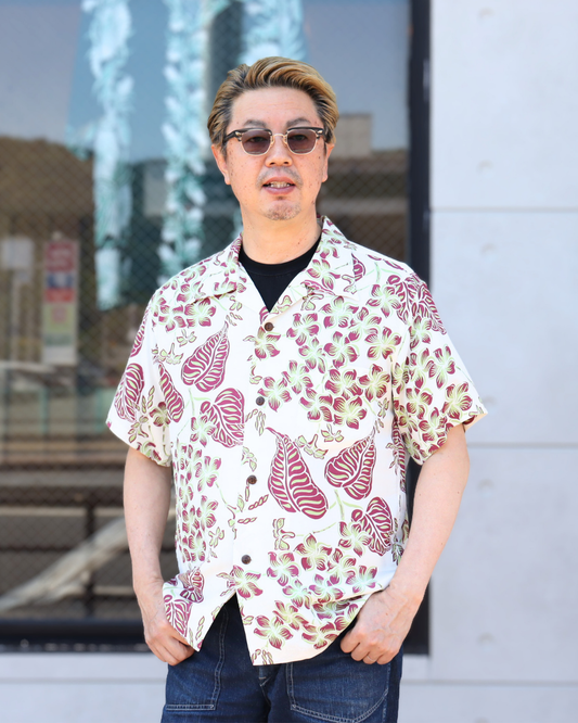 SUN SURF サンサーフ より ハワイを象徴する花を描いた、美しき一枚。アロハシャツ”プルメリアブロッサム”が入荷しました♬ SS39621 RAYON HAWAIIAN SHIRT “PLUMERIA BLOSSOMS”