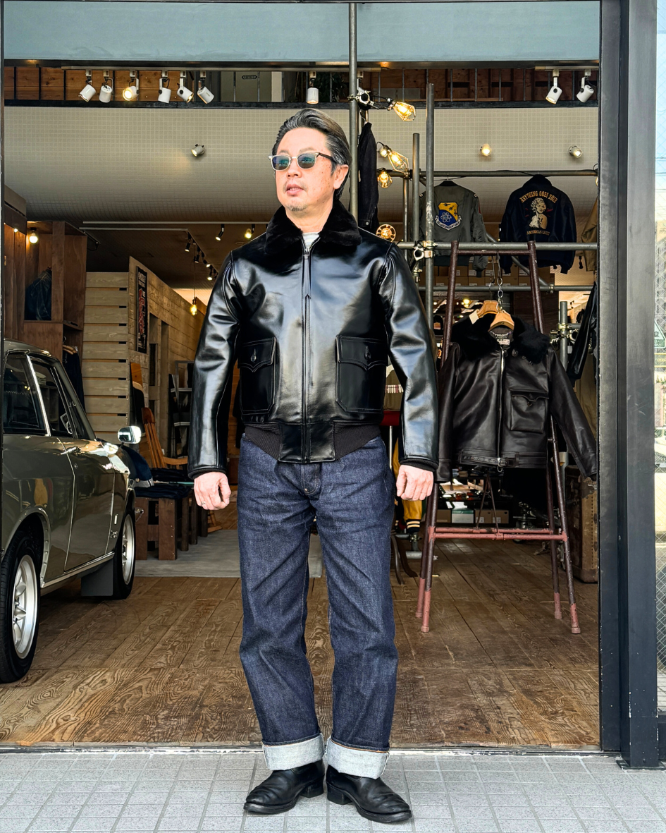 BUZZ RICKSON'S 　バズリクソンズ　より　ウィリアムギブソンコレクション  ブラックシリーズ　黒好きにはたまらないブロンコ社のホースハイドを使用したブラックAN-J-3Aの魅力をご紹介します(^^)b　BR80655　  WILLIAM GIBSON COLLECTION  Type BLACK AN-J-3A  HORSEHIDE MODEL