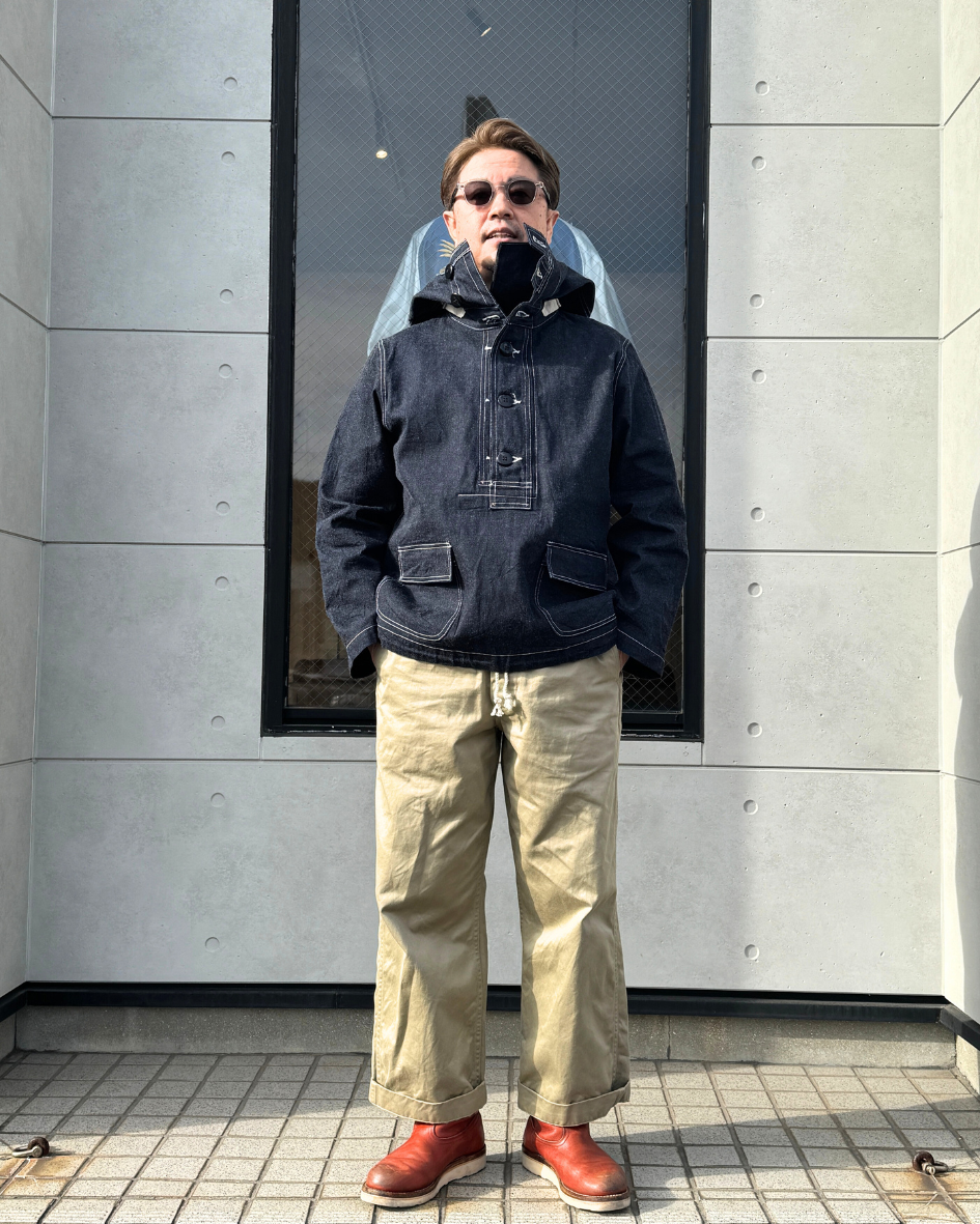 BUZZRICKSONS　バズリクソンズ　より　ミリタリー好き必見☆     複雑な構造を忠実に再現した個性的なアイテム！  ガス防護デニムパーカーが入荷しました♬　BR11703A  　U.S. NAVY DENIM GAS PROTECTIVE PARKA