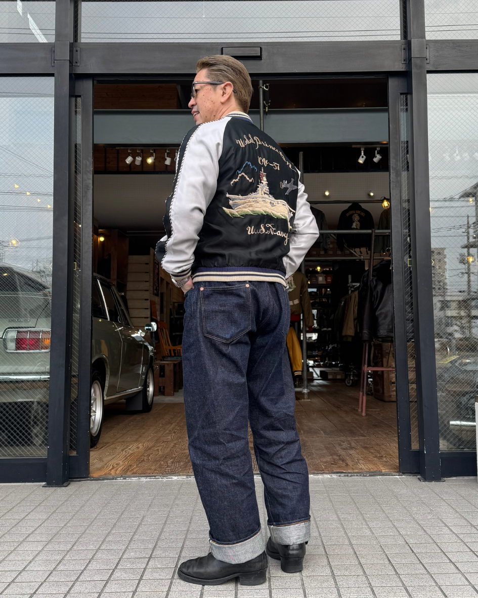 TAILOR TOYO 　テーラー東洋　より　表は空母艦！　裏は舞妓！　ミリタリーと日本の和が交差する　アセテートスーベニアジャケット(スカジャン )が入荷しました！　TT15877-219　 Late 1950s Style Acetate Souvenir Jacket “USS PRINCETON” × “MAIKO”