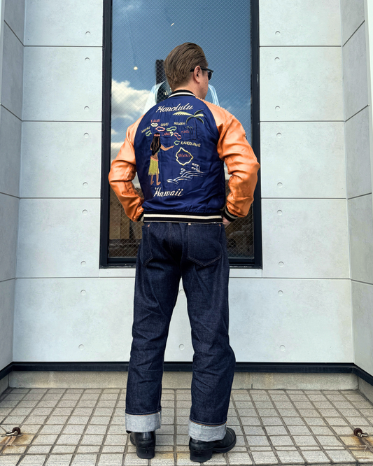 TAILOR TOYO　 テーラー東洋　より　非常に珍しいハワイアンテイストなスカジャンがひときわ存在感を放ちます！　TT15877-128 　Late 1950s Style Acetate Souvenir Jacket “HAWAII MAP” × “DRAGON & TIGER”