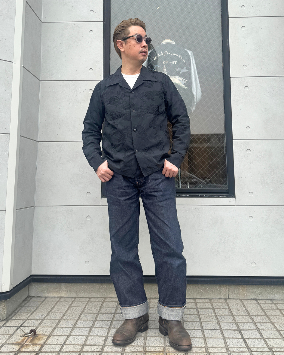CUSHMAN 　クッシュマン　より　有名なパイナップルパターンがジャガード織りで表現されたオープンシャツが入荷しました！　25616 　PINEAPPLE JACQUARD OPEN COLLAR SHIRTS