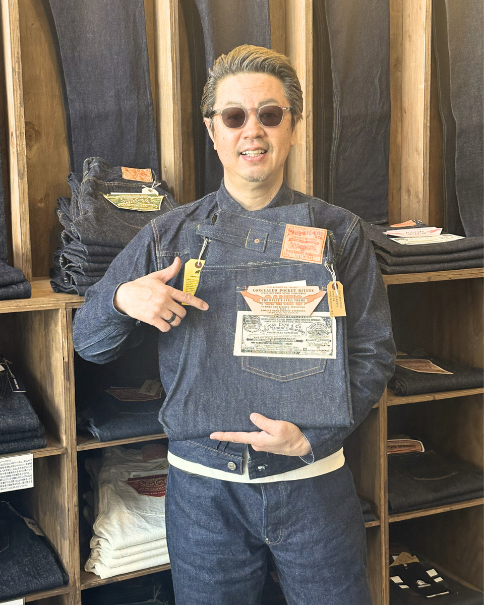 SUGAR CANE  シュガーケーン 　 Super “Denim” Collectiblesより  非常に珍しい1942年前期モデル　が　サイズ34のラスト1本になりました！ SUGAR CANE SC49005 Super “Denim” Collectibles #05 14.25oz. BLUE DENIM WAIST OVERALLS “1942” MODEL（大戦モデル）