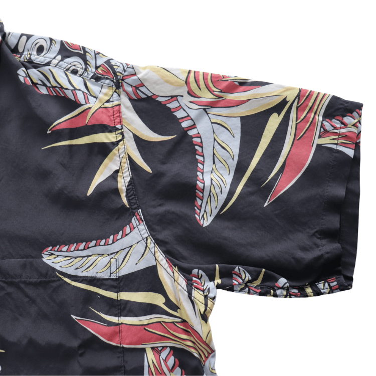 DELUXEWARE AL-20S BIRD OF PARADISE Hawaiian Shirt, Aloha Shirt, Short Sleeve Shirt, Border Pattern