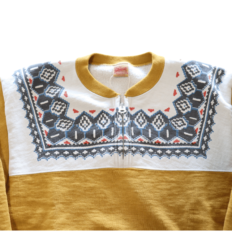 DELUXEWARE デラックスウエア S105-24A SNOW HALF ZIP 希少なヴィンテージ雪柄を採用したハーフジップスウェット