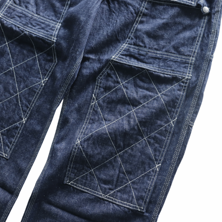 SAMURAI JEANS SJOVAL-SC01 Samurai Cotton Overalls Samurai Cotton 10oz Selvedge Denim Apron Pocket Double Knee Triple Stitch