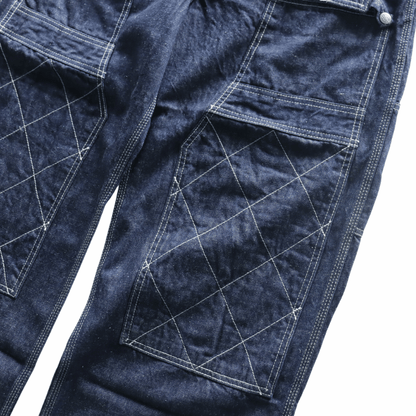 SAMURAI JEANS SJOVAL-SC01 Samurai Cotton Overalls Samurai Cotton 10oz Selvedge Denim Apron Pocket Double Knee Triple Stitch