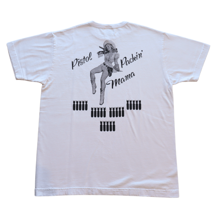 BUZZ RICKSON'S BR79780 S/S T-SHIRT PISTOL PACKIN' MAMA Short Sleeve T-Shirt Military US Air Force Women's Pilot Corps Pin-Up Girl