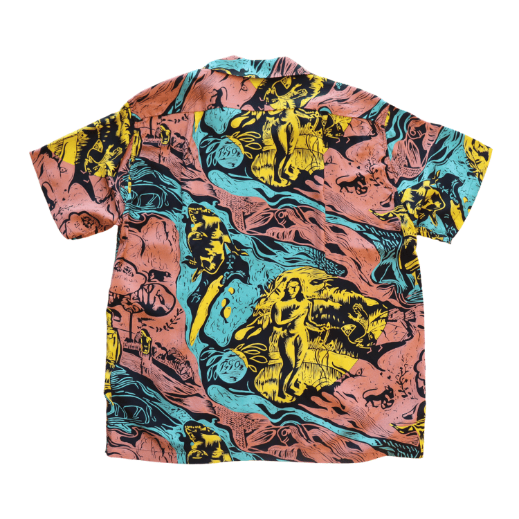 SUN SURF SS39673 S/S SUN SURF SPECIAL EDITION “GAUGUIN WOODCUT MYSTIC” Hawaiian Shirt Aloha Shirt Paul Gauguin Short Sleeve Shirt