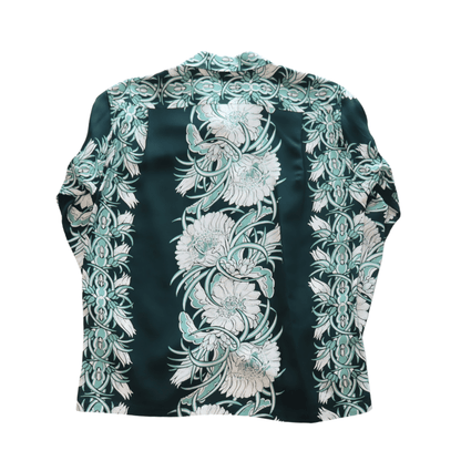 SUN SURF SS29602 L/S RAYON HAWAIIAN SHIRT NIGHT BLOOMING CEREUS BORDER Hawaiian Shirt Aloha Shirt Long Sleeve Shirt
