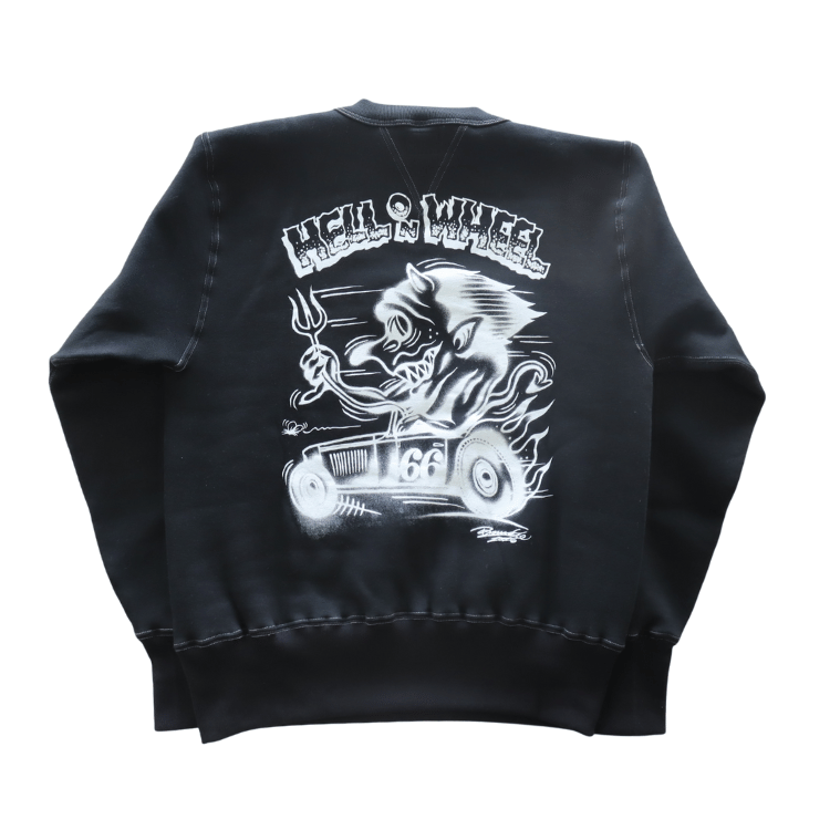 CUSHMAN クッシュマン 26901P PRINT  SET IN SLEEVE SWEAT HELL ON WHEEL プリントセットインスリーブスウェット