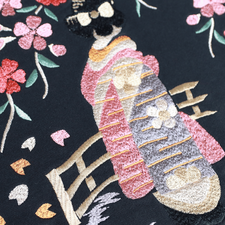 TAILOR TOYO TT69815 SUKA CREW SWEAT EMBROIDERED “MAIKO” Crewneck Sweatshirt, Fleece-lined