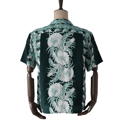 SUN SURF SS39612 S/S RAYON HAWAIIAN SHIRT “NIGHT BLOOMING CEREUS BORDER” Rayon Hawaiian Shirt Night Blooming Cereus Border Hawaiian Shirt Aloha Shirt Night Blooming Cereus Short Sleeve Shirt
