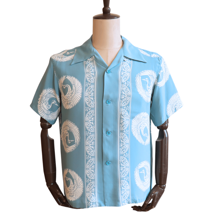 SUN SURF サンサーフ SS39629 S/S RAYON HAWAIIAN SHIRT “ORIENTAL BORDER” レーヨン ハワイアンシャツ オリエンタルボーダー ハワイアンシャツ アロハシャツ 半袖シャツ 鶴柄