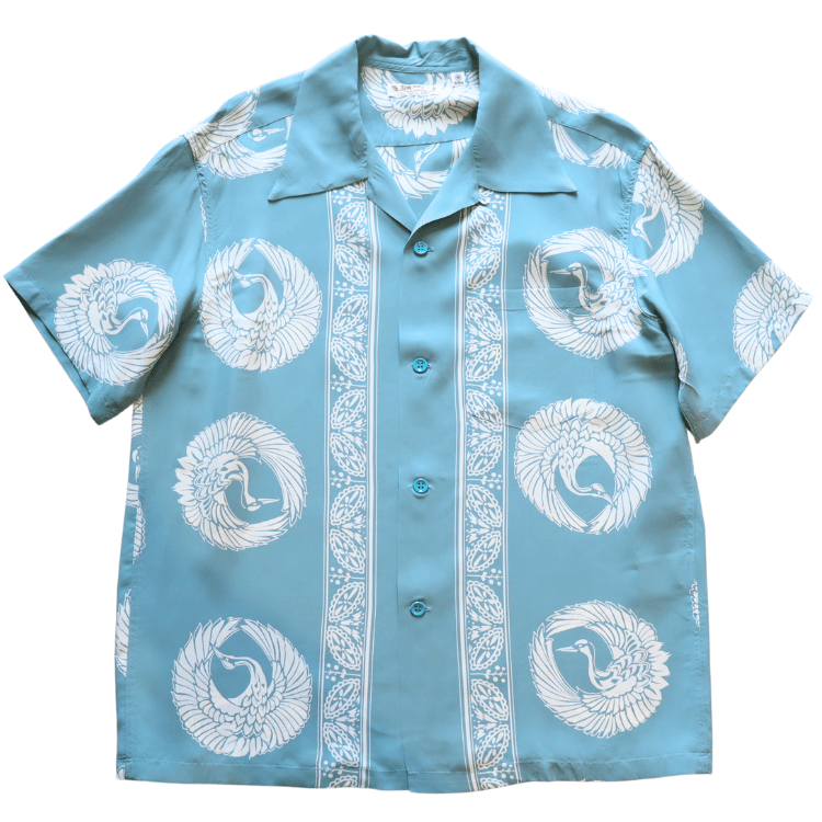 SUN SURF サンサーフ SS39629 S/S RAYON HAWAIIAN SHIRT “ORIENTAL BORDER” レーヨン ハワイアンシャツ オリエンタルボーダー ハワイアンシャツ アロハシャツ 半袖シャツ 鶴柄