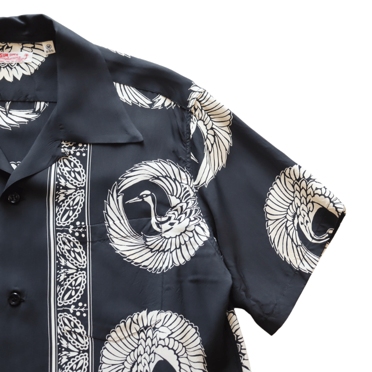 SUN SURF サンサーフ SS39629 S/S RAYON HAWAIIAN SHIRT “ORIENTAL BORDER” レーヨン ハワイアンシャツ オリエンタルボーダー ハワイアンシャツ アロハシャツ 半袖シャツ 鶴柄