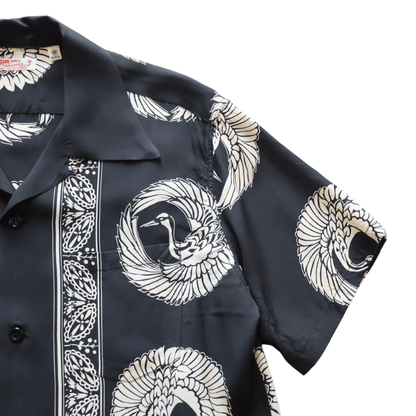 SUN SURF サンサーフ SS39629 S/S RAYON HAWAIIAN SHIRT “ORIENTAL BORDER” レーヨン ハワイアンシャツ オリエンタルボーダー ハワイアンシャツ アロハシャツ 半袖シャツ 鶴柄