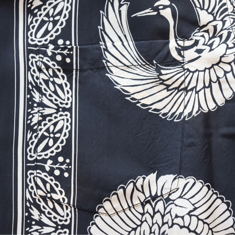SUN SURF サンサーフ SS39629 S/S RAYON HAWAIIAN SHIRT “ORIENTAL BORDER” レーヨン ハワイアンシャツ オリエンタルボーダー ハワイアンシャツ アロハシャツ 半袖シャツ 鶴柄