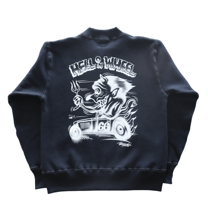 CUSHMAN クッシュマン x TOP トップ 26386T TOP別注 FULL ZIP SWEAT "HELL ON WHEEL" フルジップスウェット 裏起毛 エアブラシ