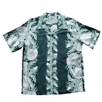 SUN SURF SS39612 S/S RAYON HAWAIIAN SHIRT “NIGHT BLOOMING CEREUS BORDER” Rayon Hawaiian Shirt Night Blooming Cereus Border Hawaiian Shirt Aloha Shirt Night Blooming Cereus Short Sleeve Shirt