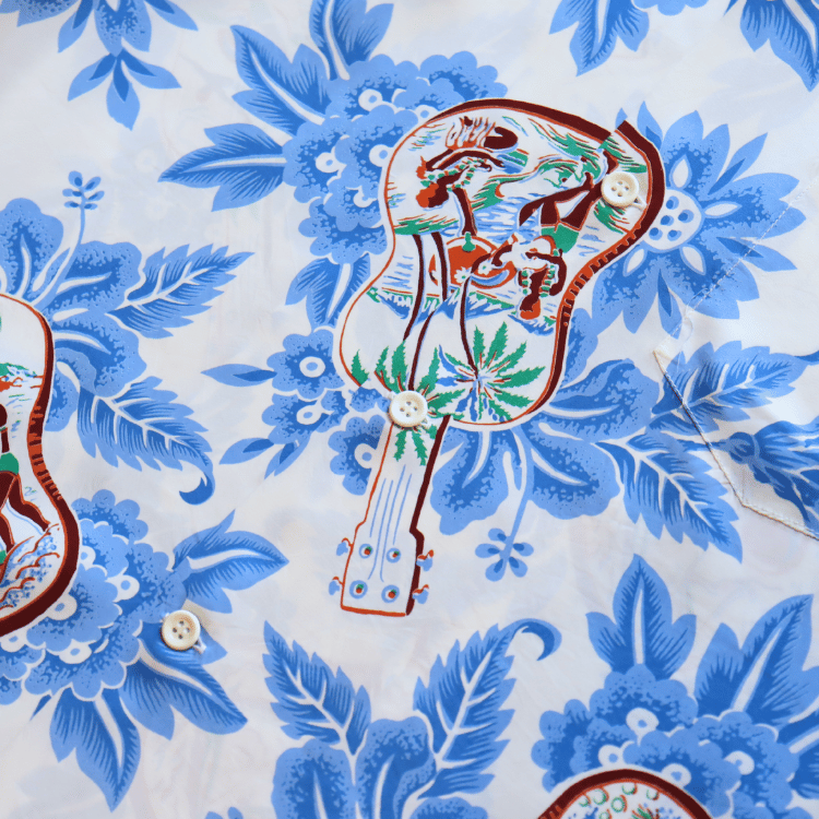 SUN SURF SS39613 S/S RAYON HAWAIIAN SHIRT “UKULELE MELODY” Rayon Hawaiian Shirt Ukulele Melody Hawaiian Shirt Aloha Shirt Ukulele Short-Sleeve Shirt