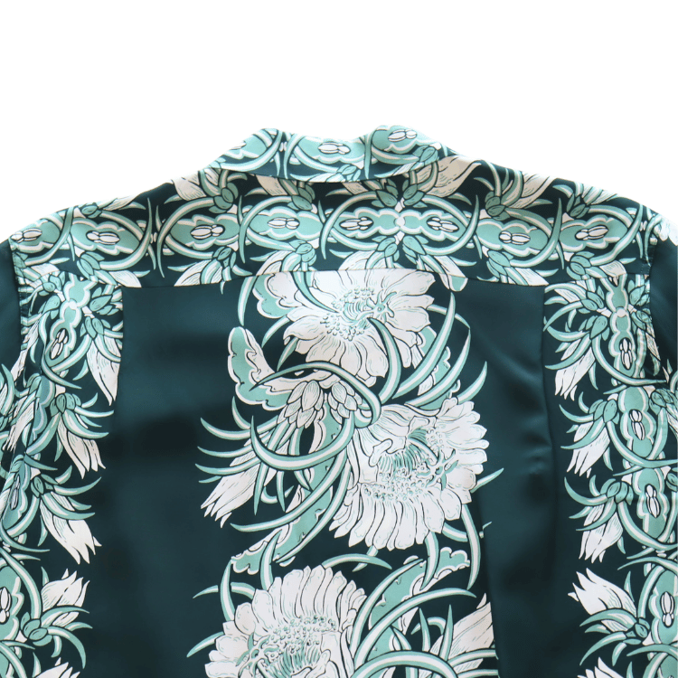 SUN SURF SS29602 L/S RAYON HAWAIIAN SHIRT NIGHT BLOOMING CEREUS BORDER Hawaiian Shirt Aloha Shirt Long Sleeve Shirt