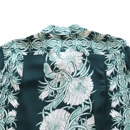 SUN SURF SS29602 L/S RAYON HAWAIIAN SHIRT NIGHT BLOOMING CEREUS BORDER Hawaiian Shirt Aloha Shirt Long Sleeve Shirt