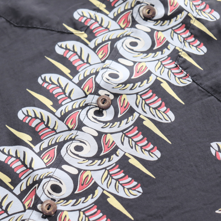 DELUXEWARE AL-20S BIRD OF PARADISE Hawaiian Shirt, Aloha Shirt, Short Sleeve Shirt, Border Pattern