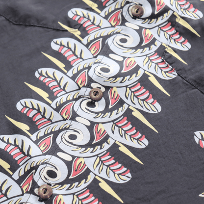 DELUXEWARE AL-20S BIRD OF PARADISE Hawaiian Shirt, Aloha Shirt, Short Sleeve Shirt, Border Pattern