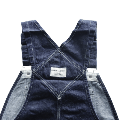 SAMURAI JEANS SJOVAL-SC01 Samurai Cotton Overalls Samurai Cotton 10oz Selvedge Denim Apron Pocket Double Knee Triple Stitch