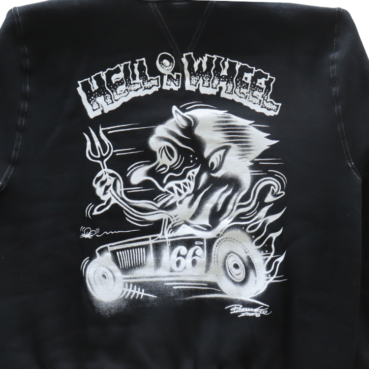 CUSHMAN クッシュマン 26901P PRINT  SET IN SLEEVE SWEAT HELL ON WHEEL プリントセットインスリーブスウェット