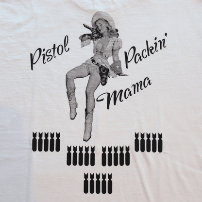 BUZZ RICKSON'S BR79780 S/S T-SHIRT PISTOL PACKIN' MAMA Short Sleeve T-Shirt Military US Air Force Women's Pilot Corps Pin-Up Girl