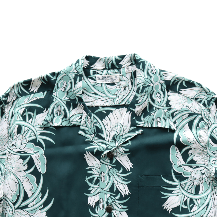 SUN SURF SS39612 S/S RAYON HAWAIIAN SHIRT “NIGHT BLOOMING CEREUS BORDER” Rayon Hawaiian Shirt Night Blooming Cereus Border Hawaiian Shirt Aloha Shirt Night Blooming Cereus Short Sleeve Shirt