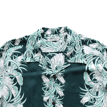 SUN SURF SS39612 S/S RAYON HAWAIIAN SHIRT “NIGHT BLOOMING CEREUS BORDER” Rayon Hawaiian Shirt Night Blooming Cereus Border Hawaiian Shirt Aloha Shirt Night Blooming Cereus Short Sleeve Shirt