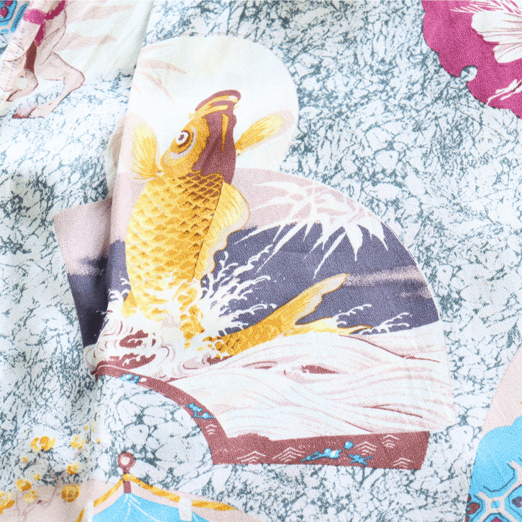SUN SURF SS39614 S/S RAYON HAWAIIAN SHIRT "JAPANESE QUAINT DESIGN" Rayon Hawaiian Shirt Japanese Quaint Design Hawaiian Shirt Aloha Shirt Short Sleeve Shirt