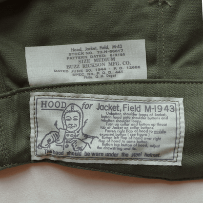 BUZZ RICKSON'S BR15996 Type M-43 “BUZZ RICKSON MFG. CO.” 5th BOMB.GROUP BOMBER BARONS Military Jacket M-43 U.S. ARMY Field Jacket