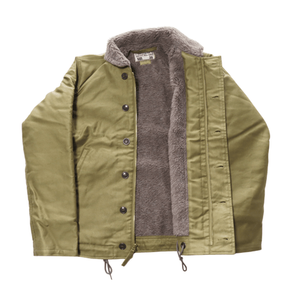 BUZZ RICKSON'S バズリクソンズ BR15766 Type N-1 Khaki NAVAL CLOTHING DFPOT DEMOTEX-ED STENCIL MIDWAY N-1 デッキジャケット ミリタリー カーキモデル ステンシル