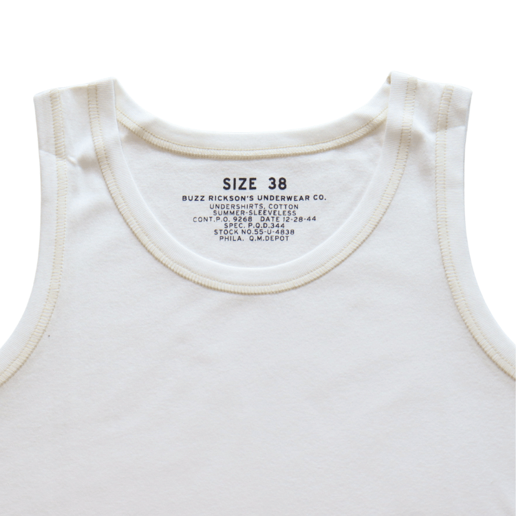 BUZZ RICKSON'S BR79741 UNDERSHIRTS, COTTON SUMMER-SLEEVELESS Tank Top Men's Underwear
